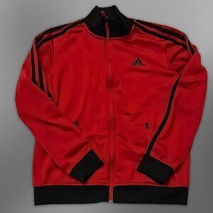 Adidas Track Jacket Full-Zip Front Stand-Up Collar Three-Stripe Red Kids M 10/12